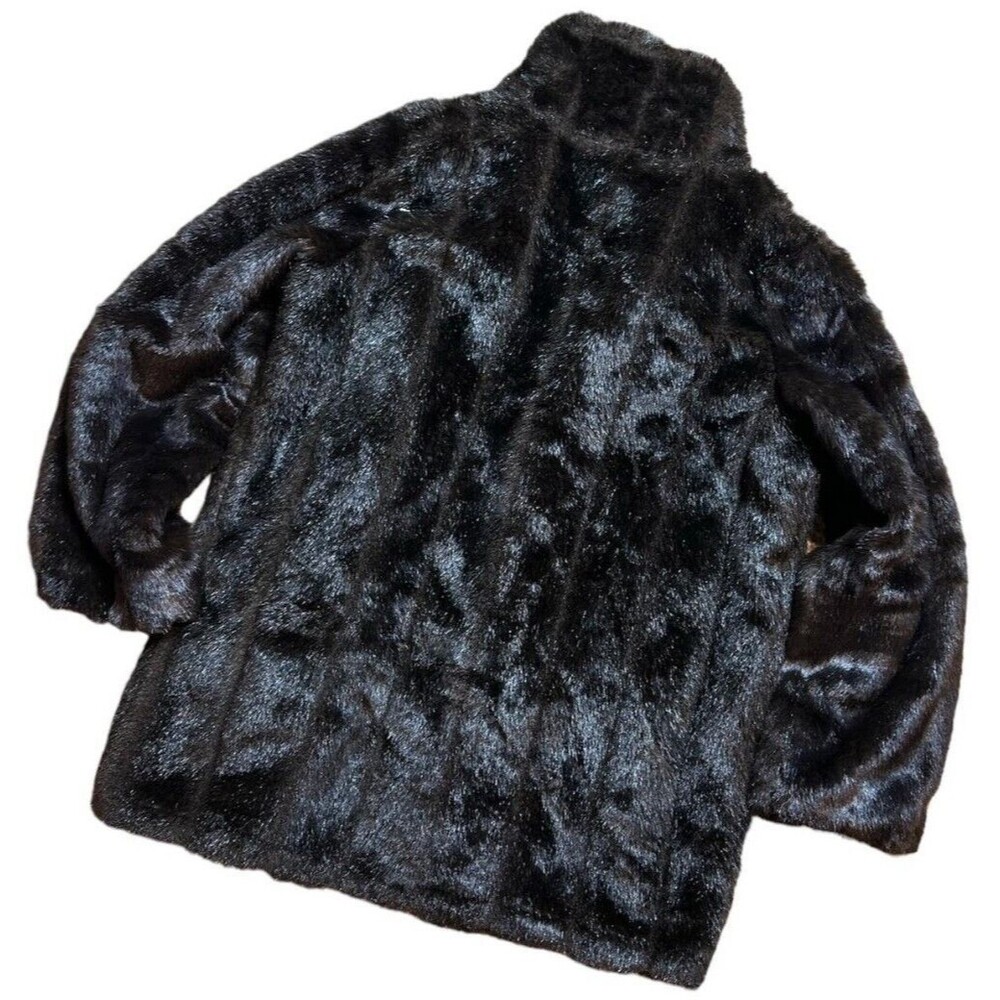Vtg Roamans Dark Brown Faux Fur Coat Size 1X Jacket Whimsigoth Viking - Picture 4 of 10